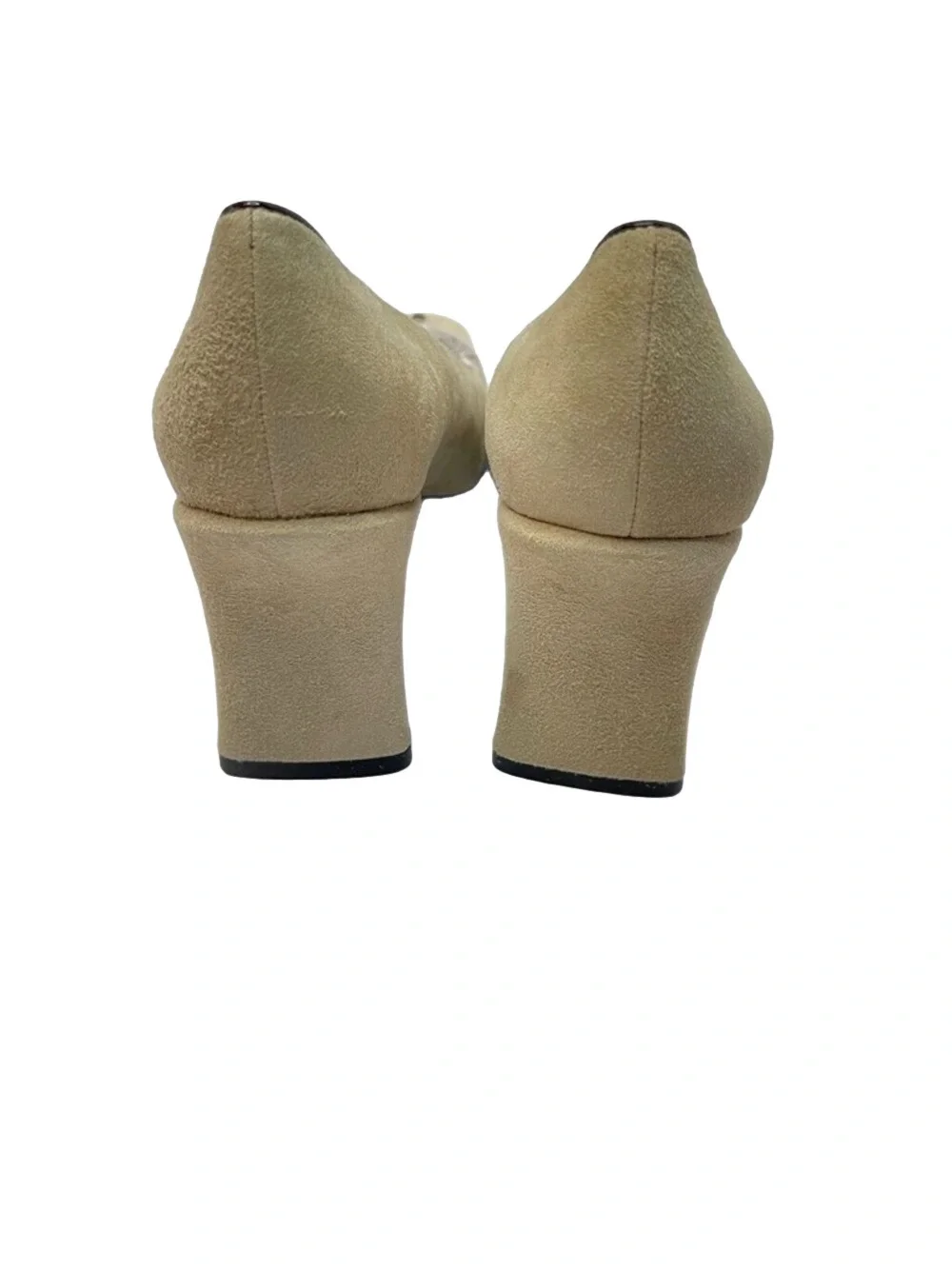 Vintage Bellini Suede Pumps Beige with Bow - Size 7M